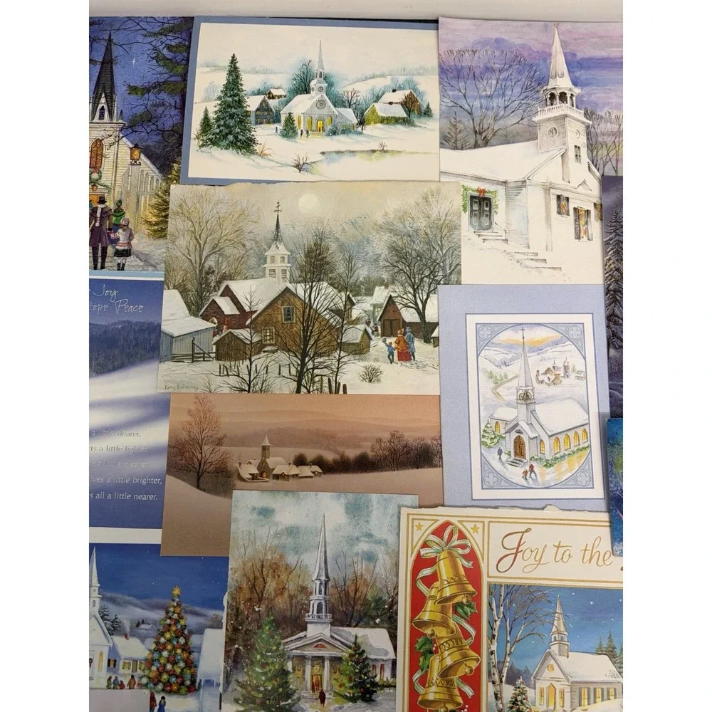Vintage Christmas Cards Fronts ONLY Churches Cathedrals Scrapbooking Crafts 50+